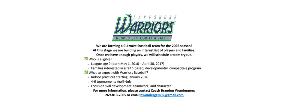 2026 Season Try-Outs  *Update*